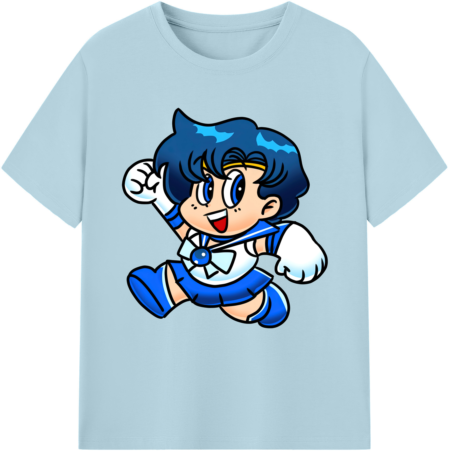 （画像用） 美少女戦士セーラームーン 水野 亜美 みずの あみ Sailor Moon Mizuno Ami 綿100％半袖Tシャツ（フロントプリント）